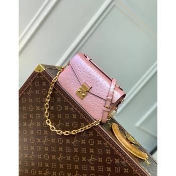 Louis Vuitton Pochette Metis East West Shoulder Bag in Ostrich Embossed Leather Pink 2024 N85902 (KI-240925052)