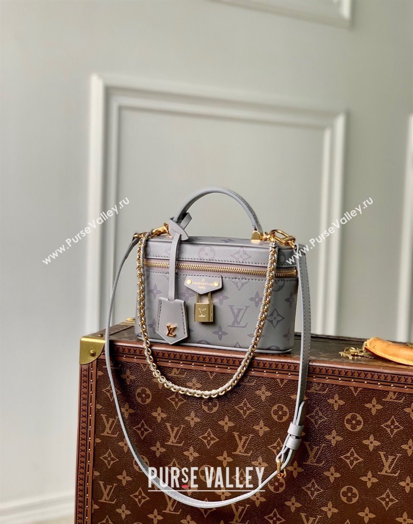 Louis Vuitton Vanity Chain Pouch in Calfskin Trianon Grey/Purple 2024 M12427 (KI-240925045)