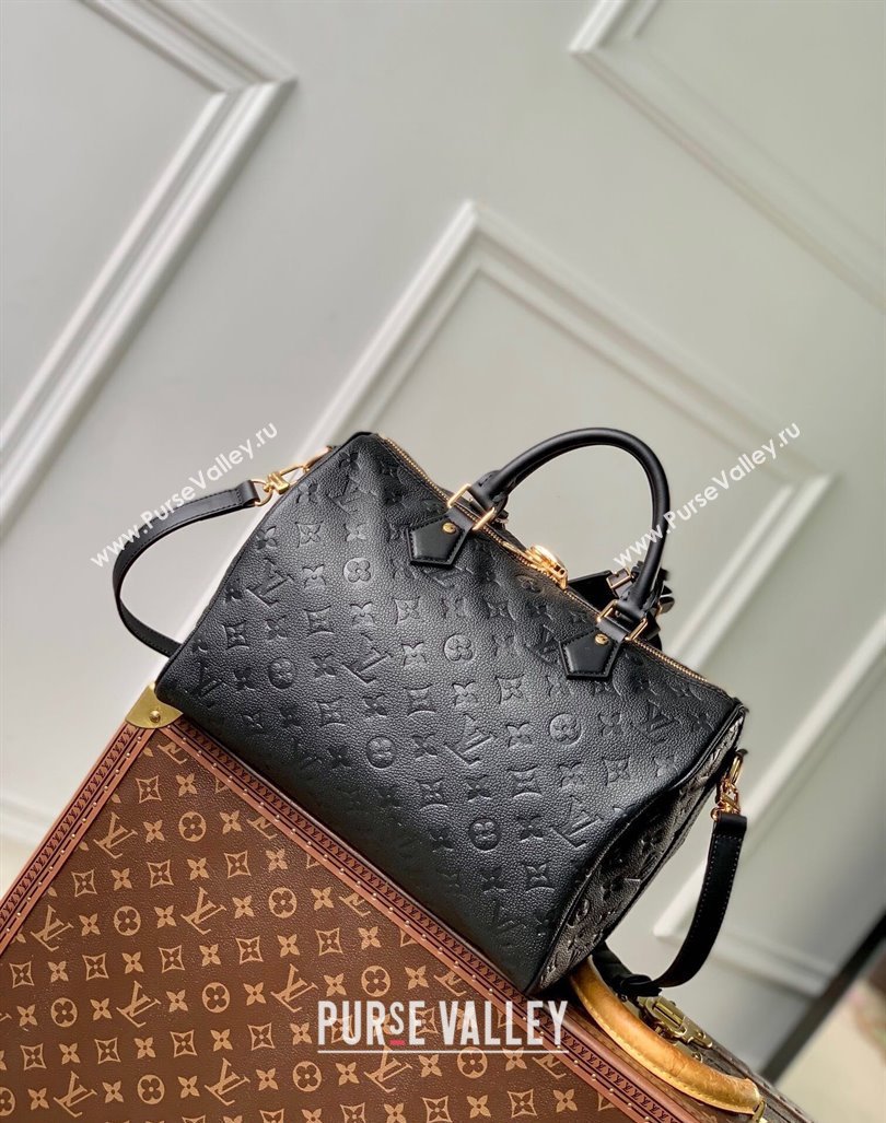 Louis Vuitton Speedy Soft 30 bag Black Supple monogram Empreinte Leather M47186 2024 (KI-240926017)