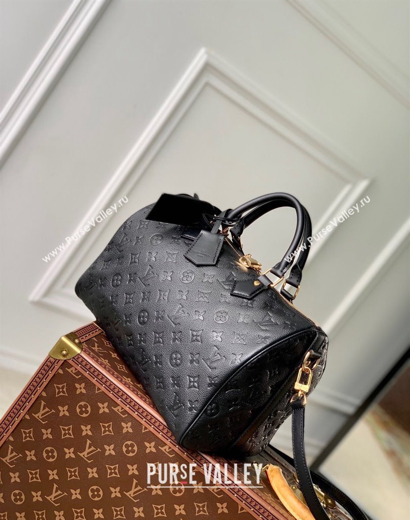 Louis Vuitton Speedy Soft 30 bag Black Supple monogram Empreinte Leather M47186 2024 (KI-240926017)