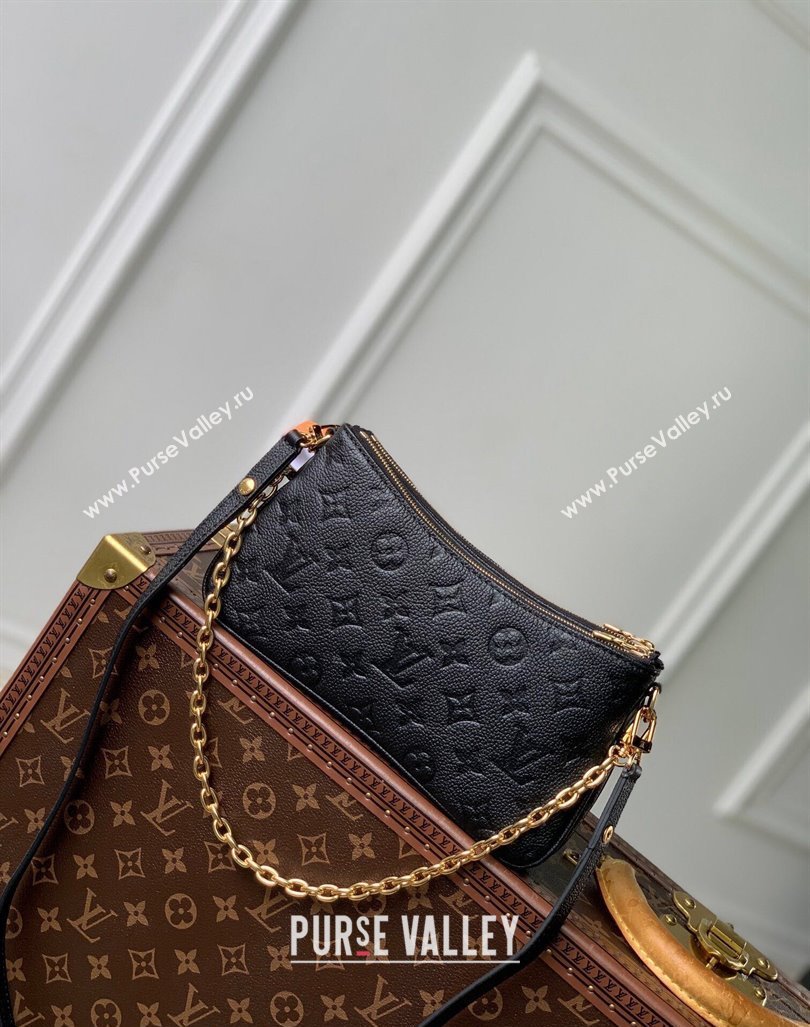 Louis Vuitton Liv Pochette Shoulder Bag in Black Monogram Empreinte Leather M83301 2024 (KI-240926019)