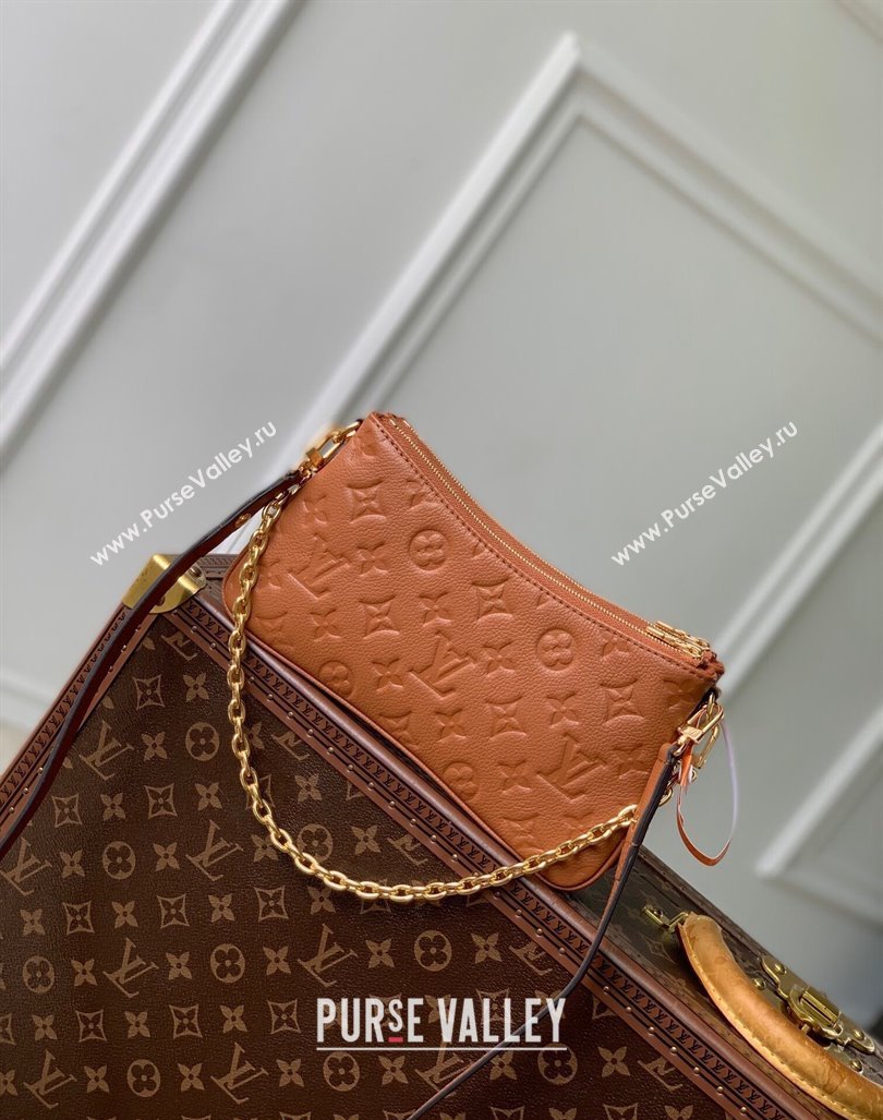 Louis Vuitton Liv Pochette Shoulder Bag in Cognac Brown Monogram Empreinte Leather M11916 2024 (KI-240926018)