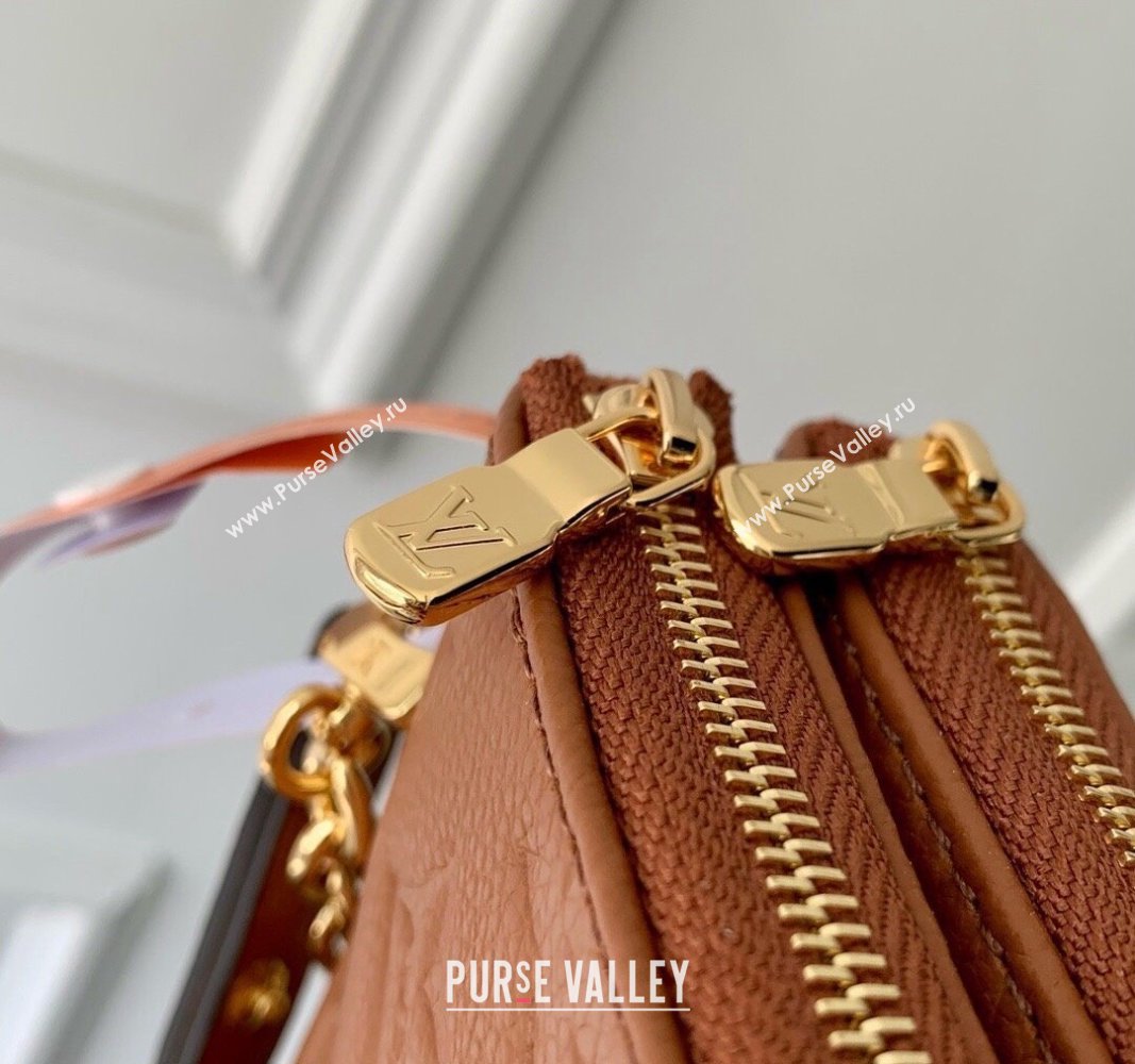 Louis Vuitton Liv Pochette Shoulder Bag in Cognac Brown Monogram Empreinte Leather M11916 2024 (KI-240926018)