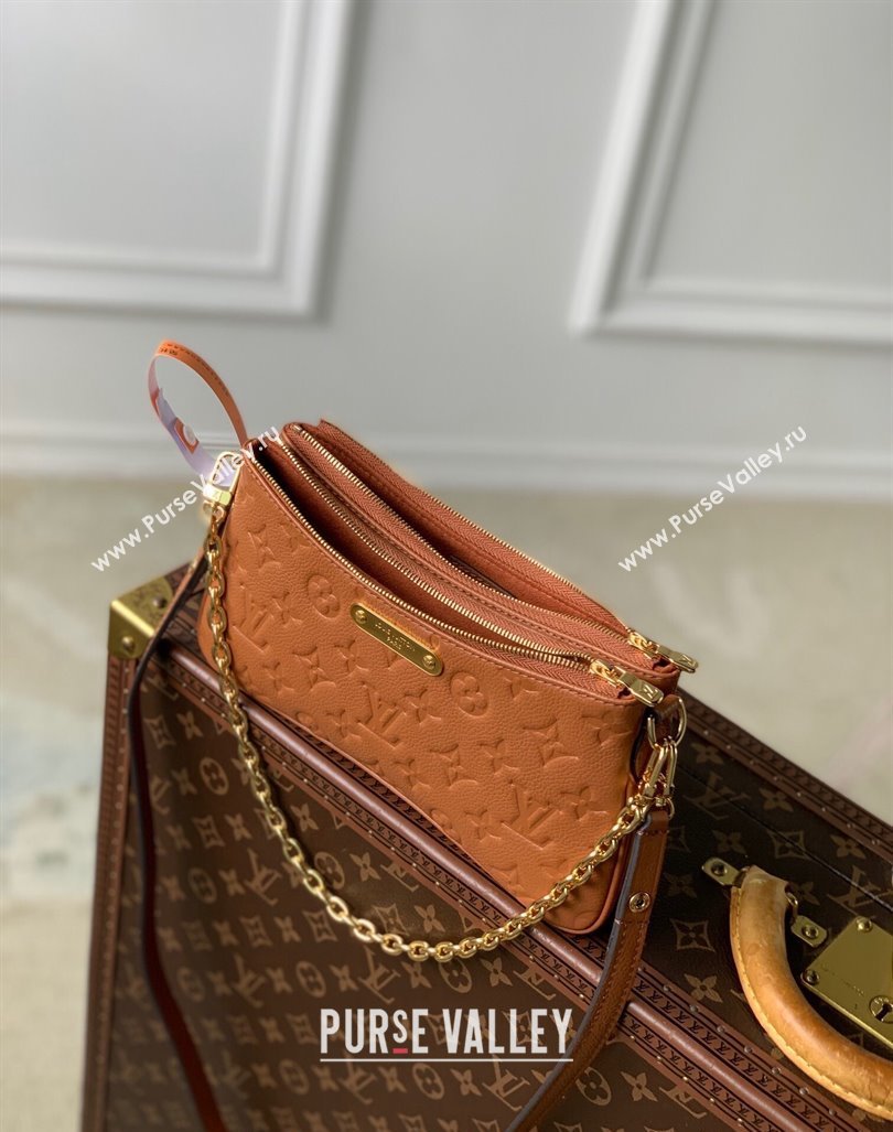 Louis Vuitton Liv Pochette Shoulder Bag in Cognac Brown Monogram Empreinte Leather M11916 2024 (KI-240926018)