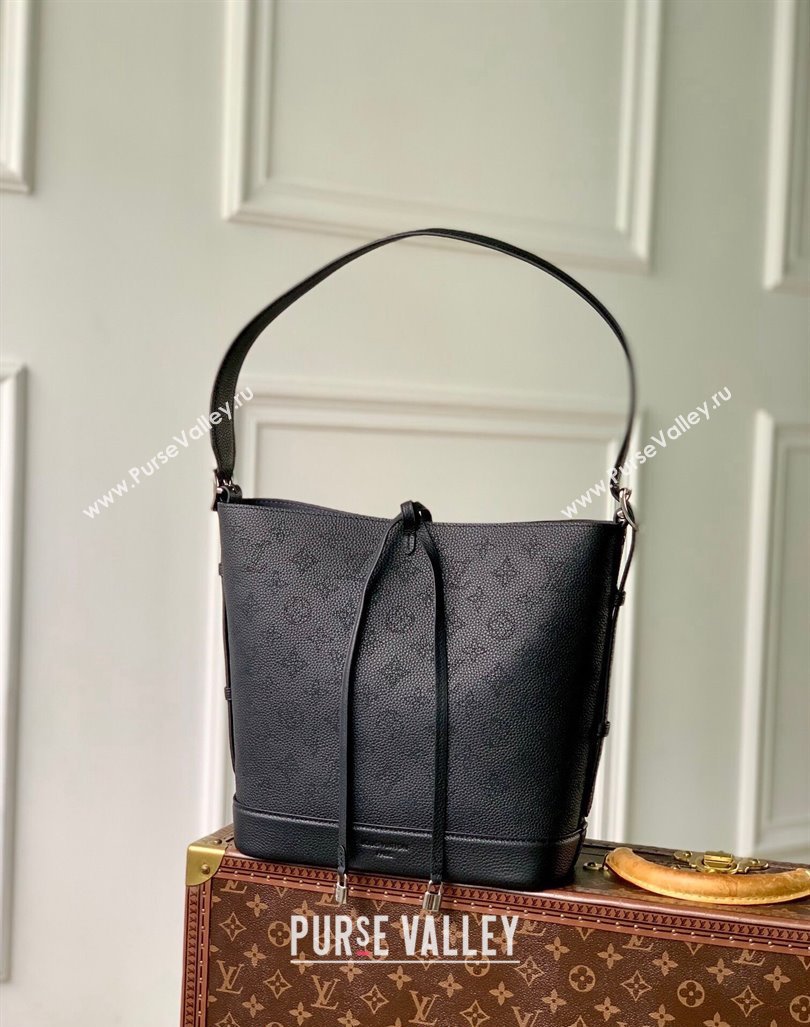 Louis Vuitton Flore Bucket bag in Perforated Mahina Calfskin M12139 Black 2024 (KI-240925055)