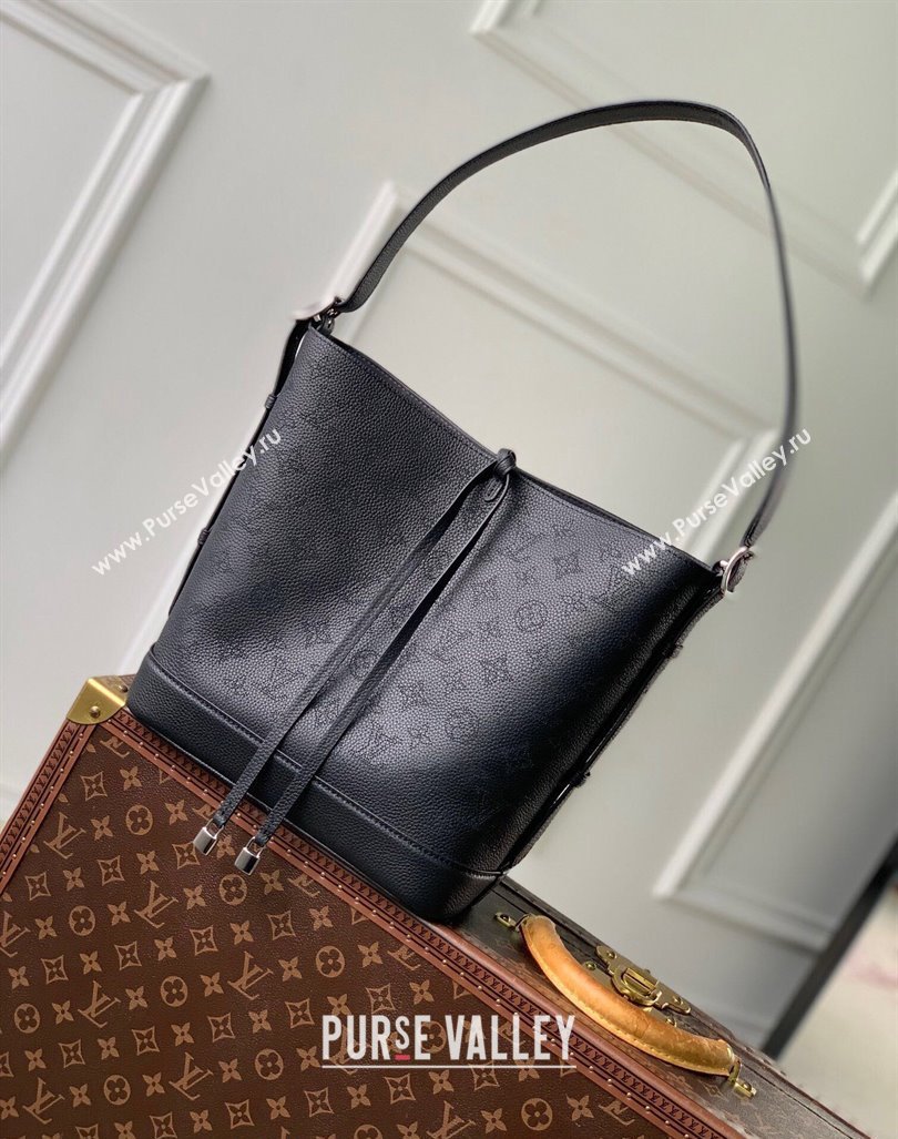 Louis Vuitton Flore Bucket bag in Perforated Mahina Calfskin M12139 Black 2024 (KI-240925055)