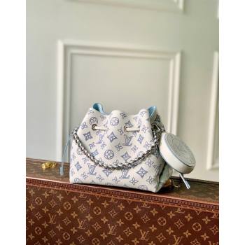 Louis Vuitton Bella Bucket Bag in Mahina Perforated Calfskin M11736 White/Blue 2024 (KI-240926027)