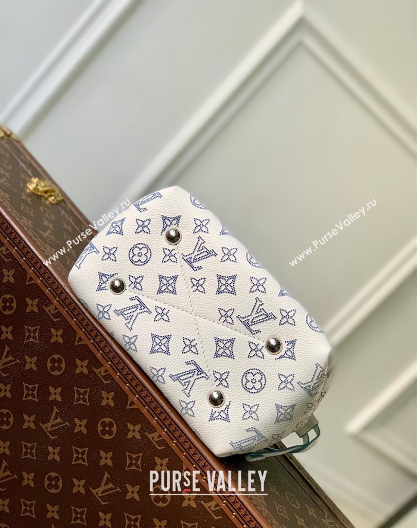 Louis Vuitton Bella Bucket Bag in Mahina Perforated Calfskin M11736 White/Blue 2024 (KI-240926027)