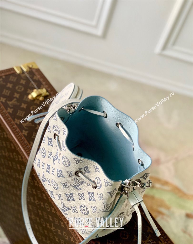 Louis Vuitton Bella Bucket Bag in Mahina Perforated Calfskin M11736 White/Blue 2024 (KI-240926027)