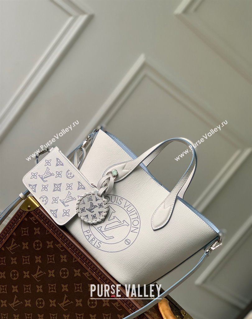 Louis Vuitton Blossom PM Tote Bag in Mahina Perforated Calfskin M11734 White/Blue 2024 (KI-240926028)