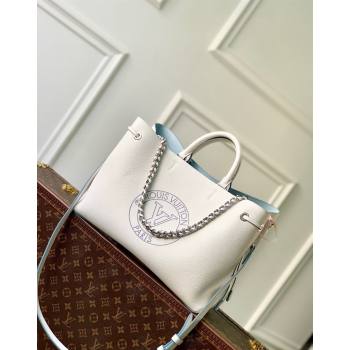 Louis Vuitton Bella Tote Tote Bag in Mahina Perforated Calfskin M11733 White/Blue 2024 (KI-240926029)