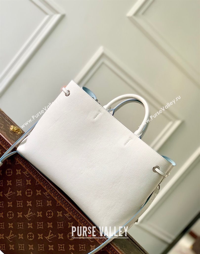 Louis Vuitton Bella Tote Tote Bag in Mahina Perforated Calfskin M11733 White/Blue 2024 (KI-240926029)