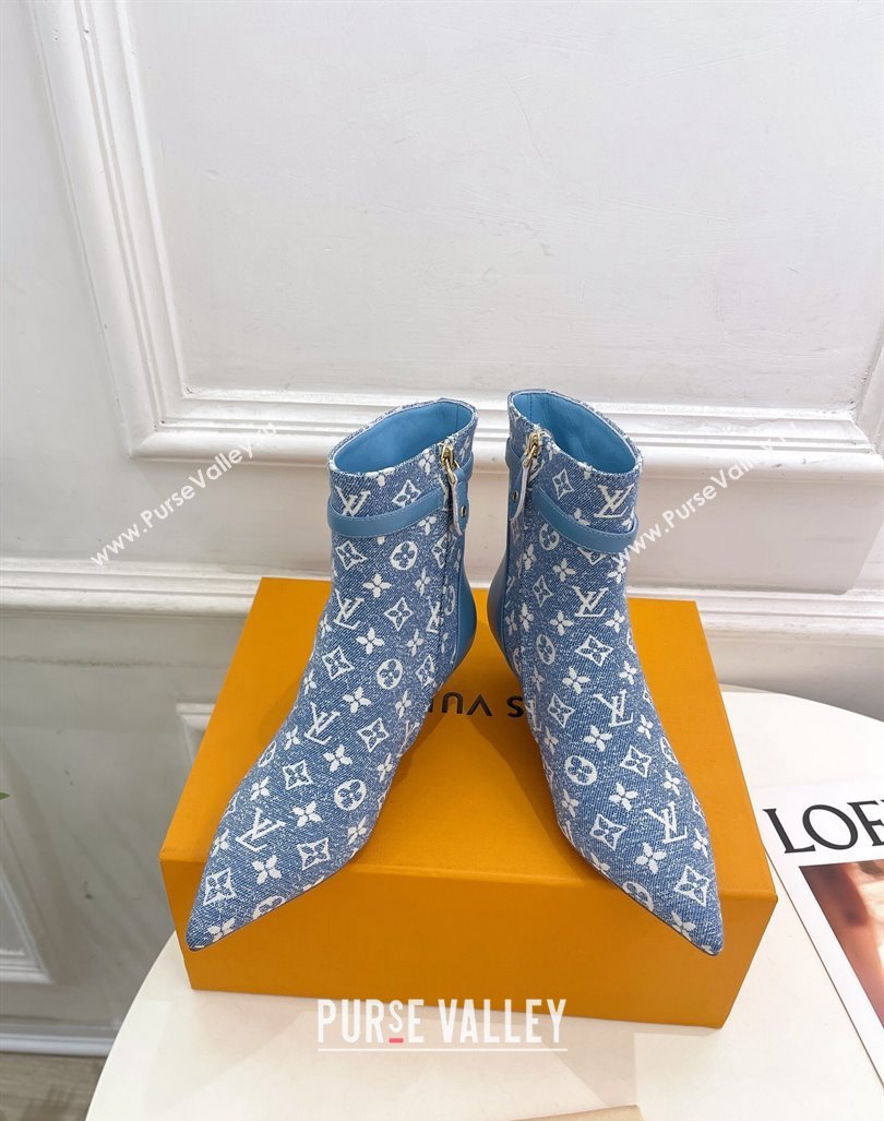 Louis Vuitton Stellar Ankle Boots 4cm/7cm in Monogram Canvas Light Blue 2024 LV101503 (MD-241015016)