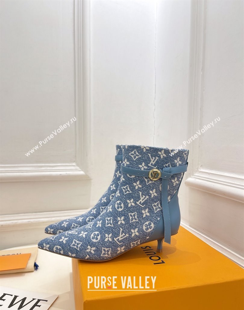 Louis Vuitton Stellar Ankle Boots 4cm/7cm in Monogram Canvas Light Blue 2024 LV101503 (MD-241015016)