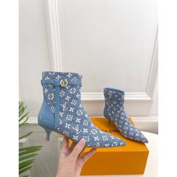 Louis Vuitton Stellar Ankle Boots 4cm/7cm in Monogram Canvas Light Blue 2024 LV101503 (MD-241015016)