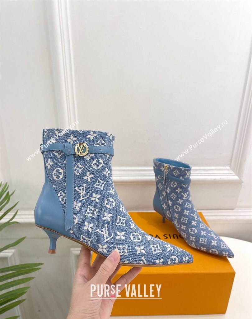 Louis Vuitton Stellar Ankle Boots 4cm/7cm in Monogram Canvas Light Blue 2024 LV101503 (MD-241015016)