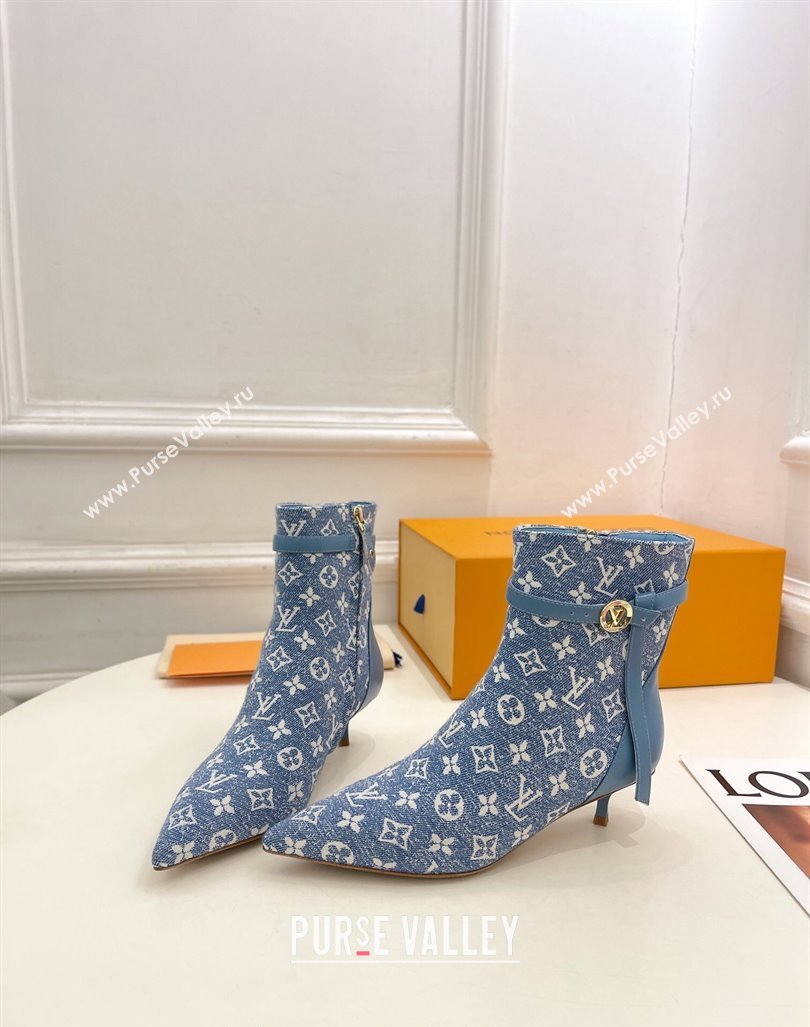 Louis Vuitton Stellar Ankle Boots 4cm/7cm in Monogram Canvas Light Blue 2024 LV101503 (MD-241015016)