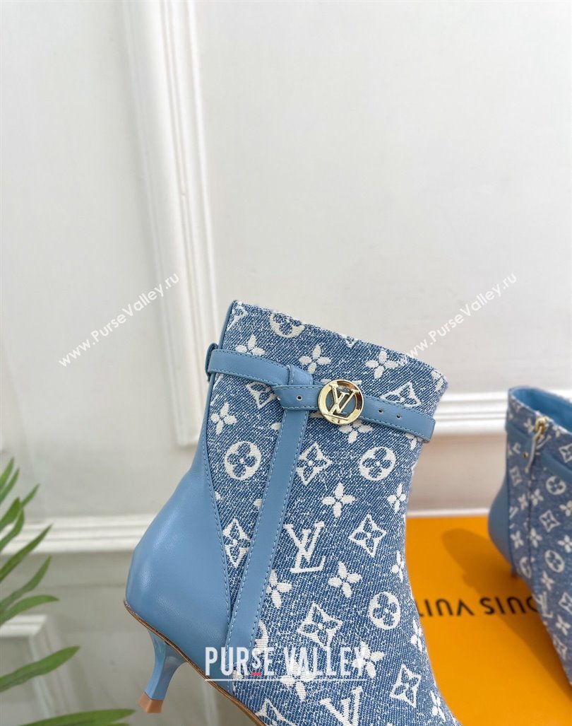 Louis Vuitton Stellar Ankle Boots 4cm/7cm in Monogram Canvas Light Blue 2024 LV101503 (MD-241015016)