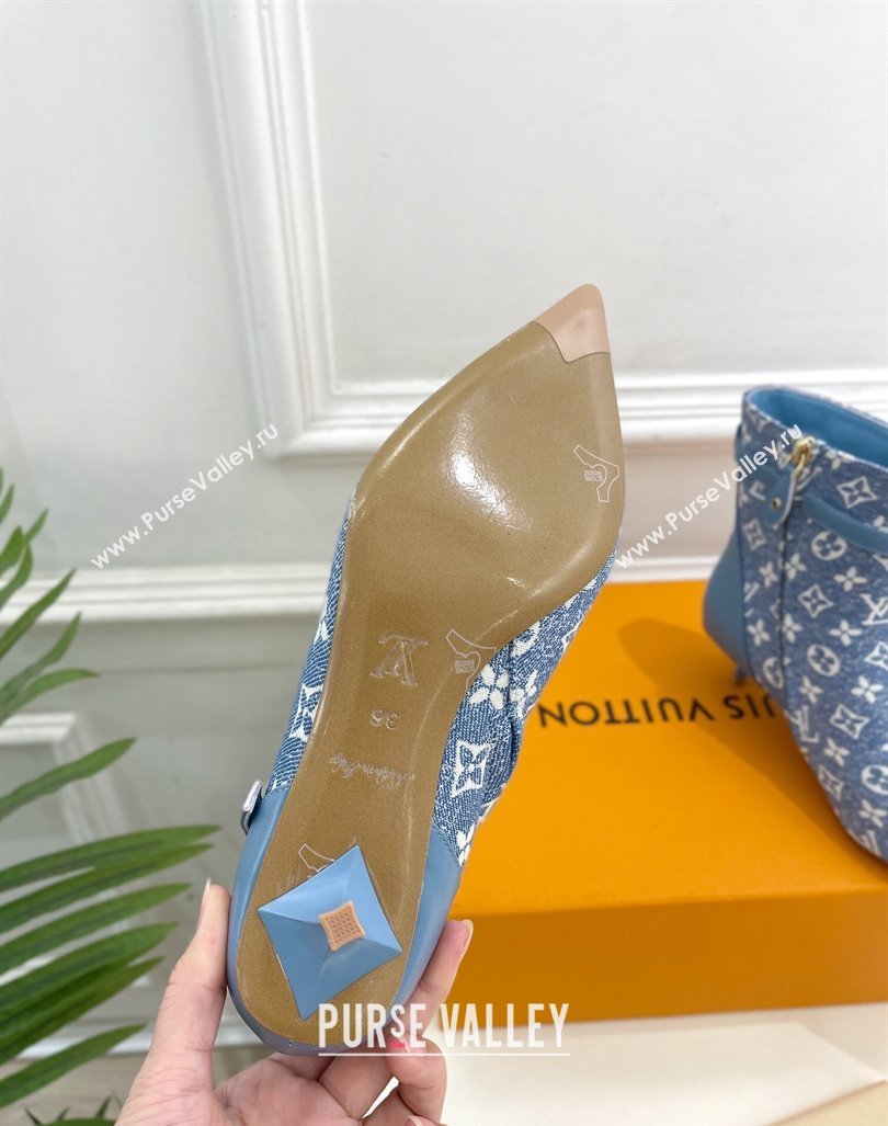 Louis Vuitton Stellar Ankle Boots 4cm/7cm in Monogram Canvas Light Blue 2024 LV101503 (MD-241015016)