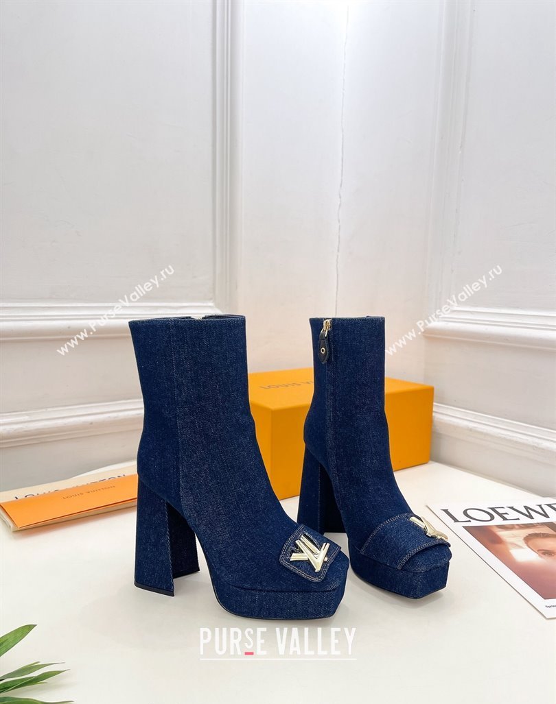 Louis Vuitton Shake Platform Ankle Boots 12cm in Blue Denim 2024 1ABUK6 (MD-241015020)