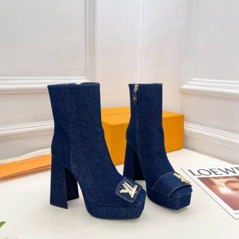 Louis Vuitton Shake Platform Ankle Boots 12cm in Blue Denim 2024 1ABUK6 (MD-241015020)