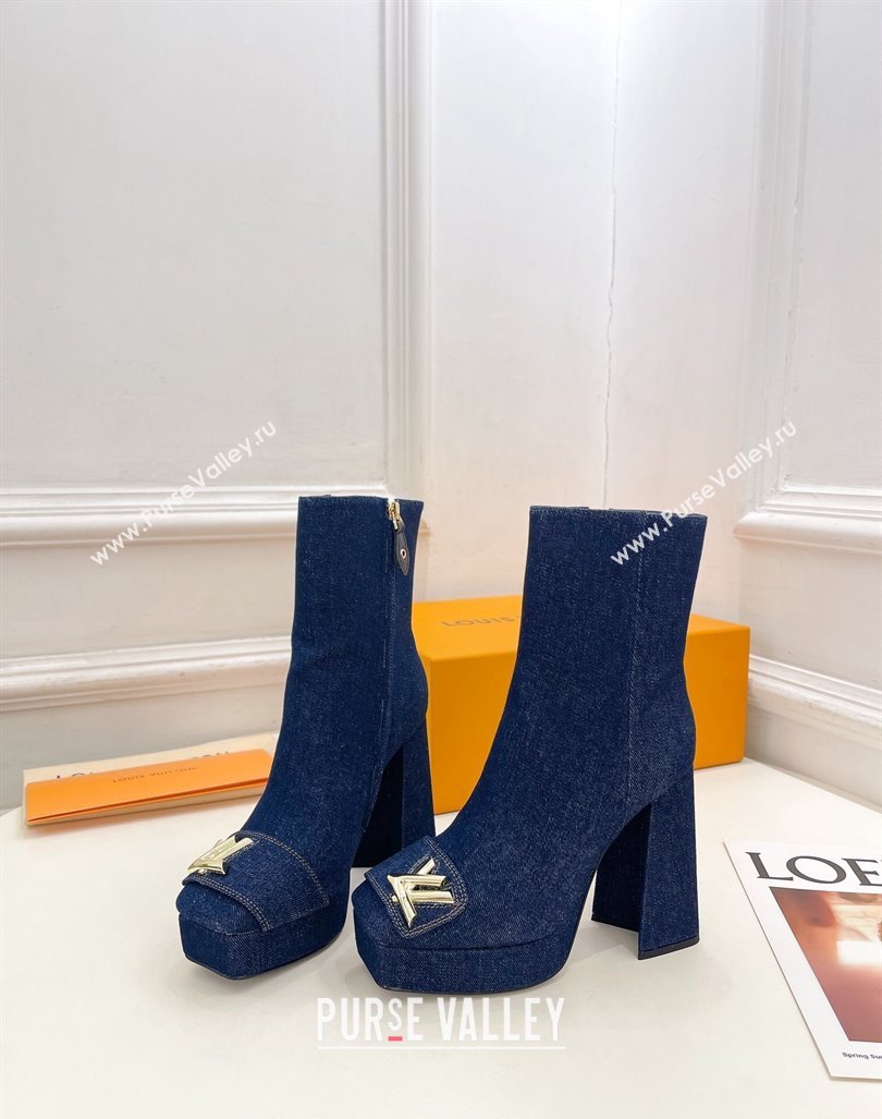 Louis Vuitton Shake Platform Ankle Boots 12cm in Blue Denim 2024 1ABUK6 (MD-241015020)