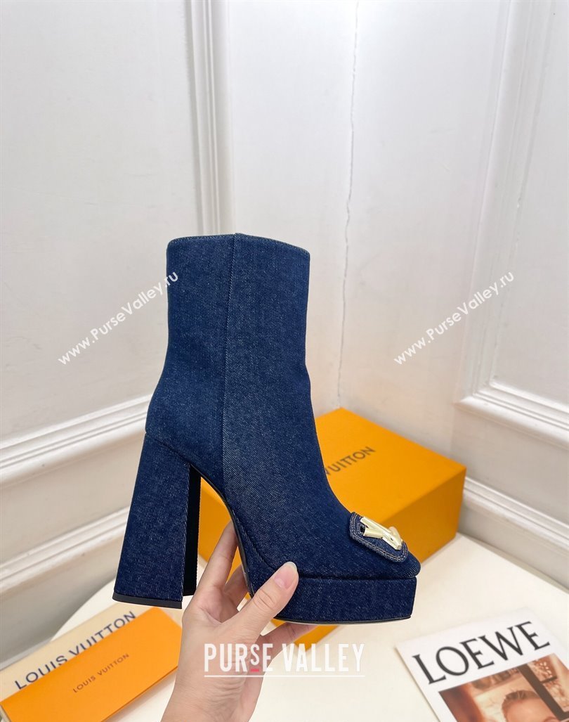 Louis Vuitton Shake Platform Ankle Boots 12cm in Blue Denim 2024 1ABUK6 (MD-241015020)