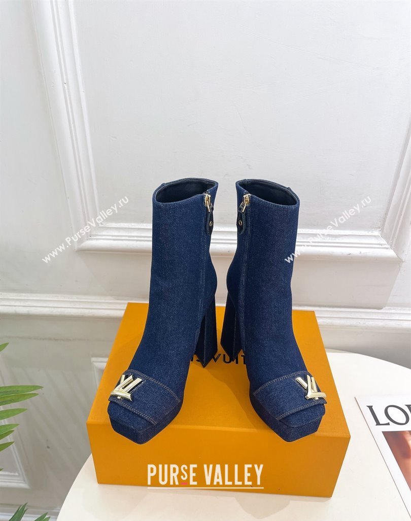 Louis Vuitton Shake Platform Ankle Boots 12cm in Blue Denim 2024 1ABUK6 (MD-241015020)