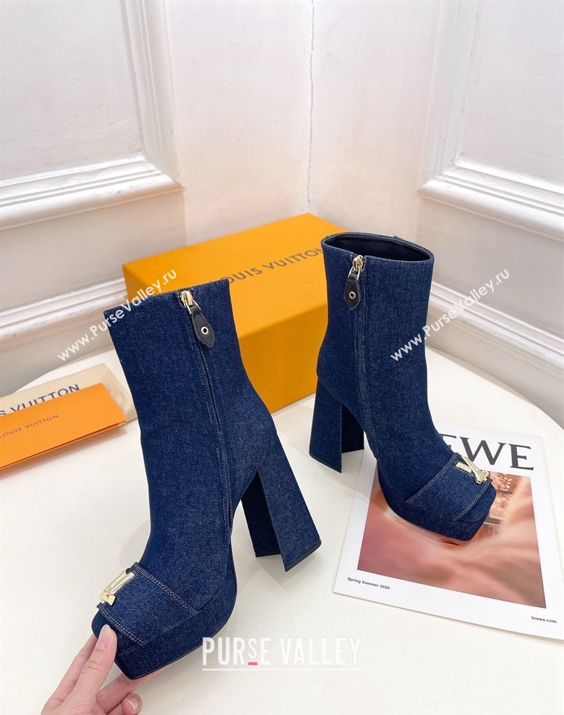 Louis Vuitton Shake Platform Ankle Boots 12cm in Blue Denim 2024 1ABUK6 (MD-241015020)