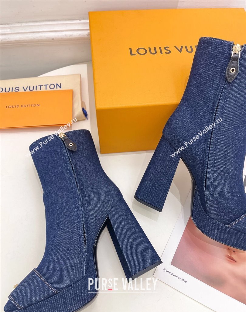 Louis Vuitton Shake Platform Ankle Boots 12cm in Blue Denim 2024 1ABUK6 (MD-241015020)