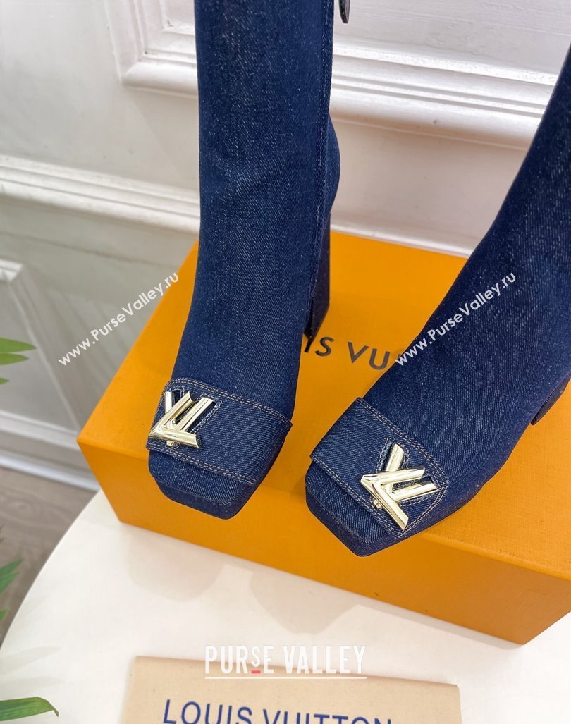 Louis Vuitton Shake Platform Ankle Boots 12cm in Blue Denim 2024 1ABUK6 (MD-241015020)