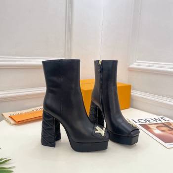 Louis Vuitton Shake Platform Ankle Boots 12cm in Black Calf Leather with Quilted Heel 2024 1ABUK6 (MD-241015021)