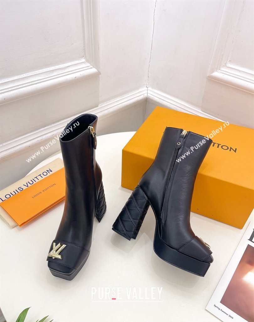 Louis Vuitton Shake Platform Ankle Boots 12cm in Black Calf Leather with Quilted Heel 2024 1ABUK6 (MD-241015021)