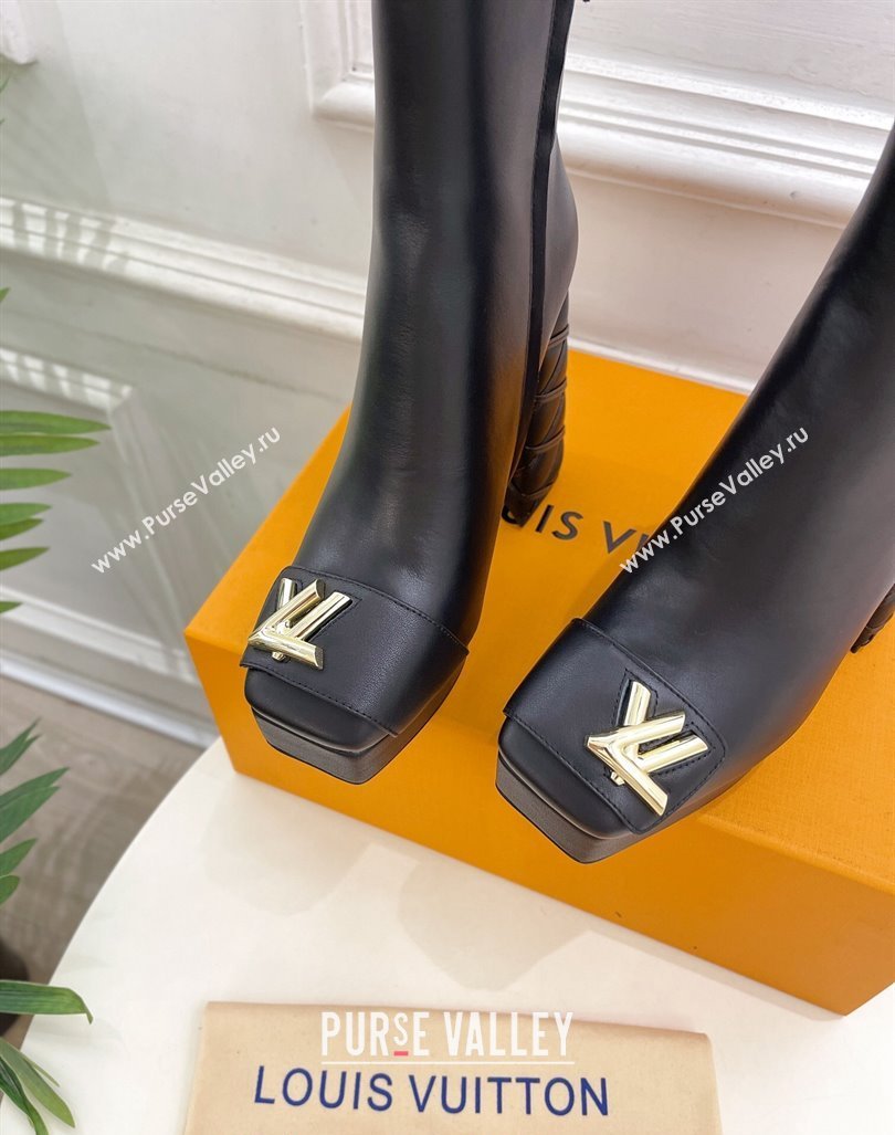 Louis Vuitton Shake Platform Ankle Boots 12cm in Black Calf Leather with Quilted Heel 2024 1ABUK6 (MD-241015021)