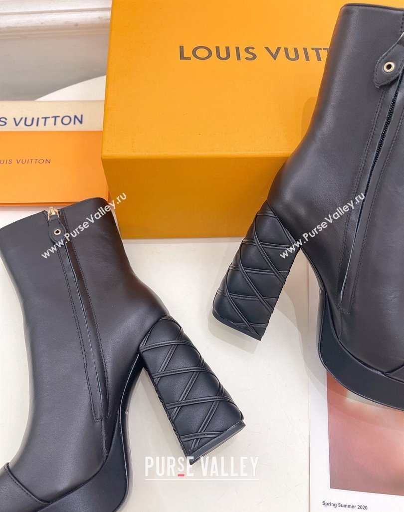 Louis Vuitton Shake Platform Ankle Boots 12cm in Black Calf Leather with Quilted Heel 2024 1ABUK6 (MD-241015021)