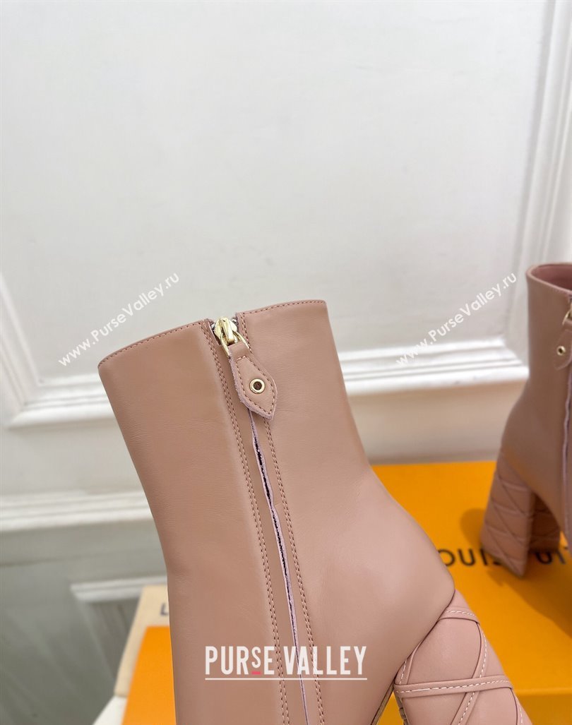 Louis Vuitton Shake Platform Ankle Boots 12cm in Pink Leather with Quilted Heel 2024 1ABUK6 (MD-241015022)