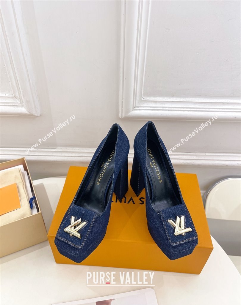 Louis Vuitton Shake Platform Pumps 12cm in Blue Denim 2024 1ABUK6 (MD-241015024)