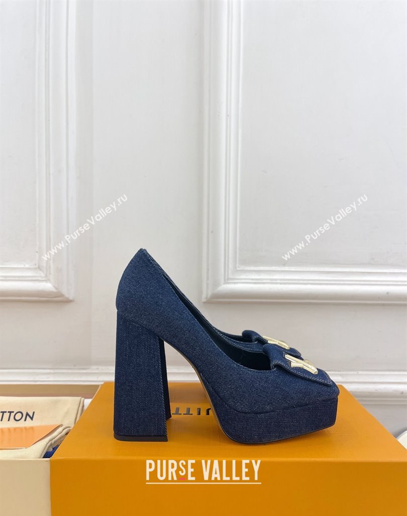 Louis Vuitton Shake Platform Pumps 12cm in Blue Denim 2024 1ABUK6 (MD-241015024)