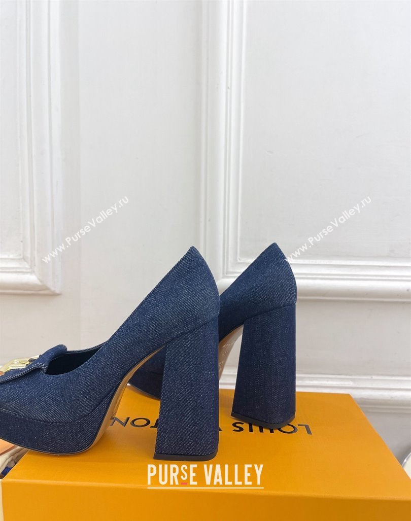 Louis Vuitton Shake Platform Pumps 12cm in Blue Denim 2024 1ABUK6 (MD-241015024)