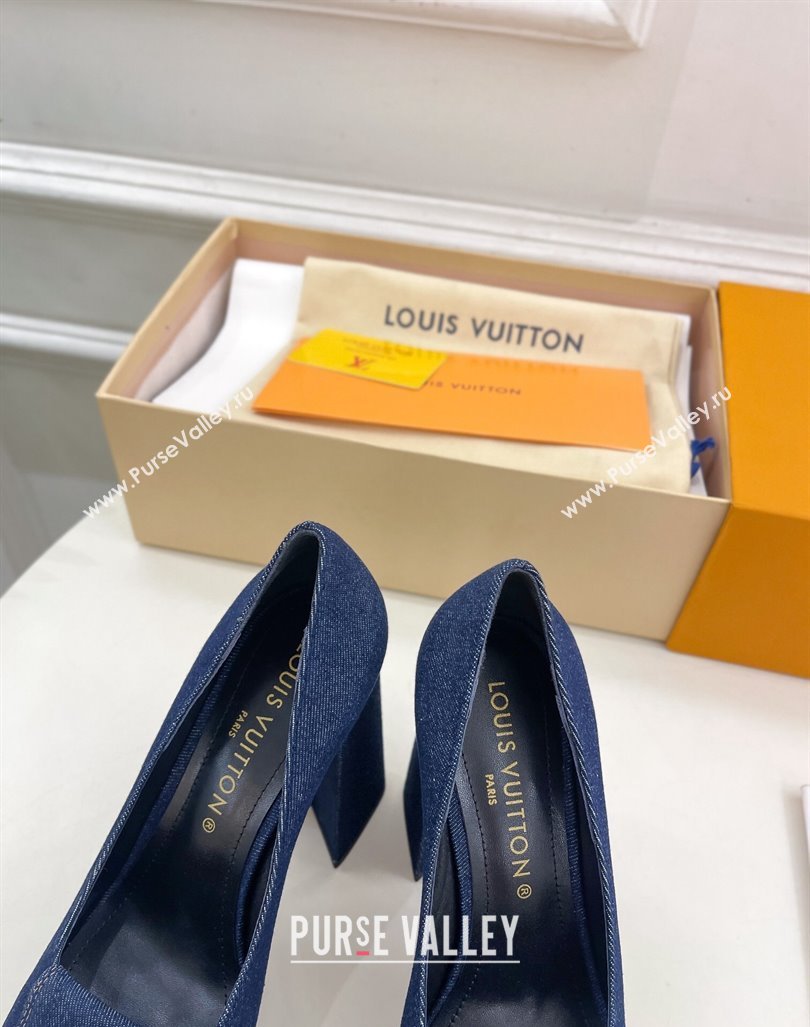 Louis Vuitton Shake Platform Pumps 12cm in Blue Denim 2024 1ABUK6 (MD-241015024)