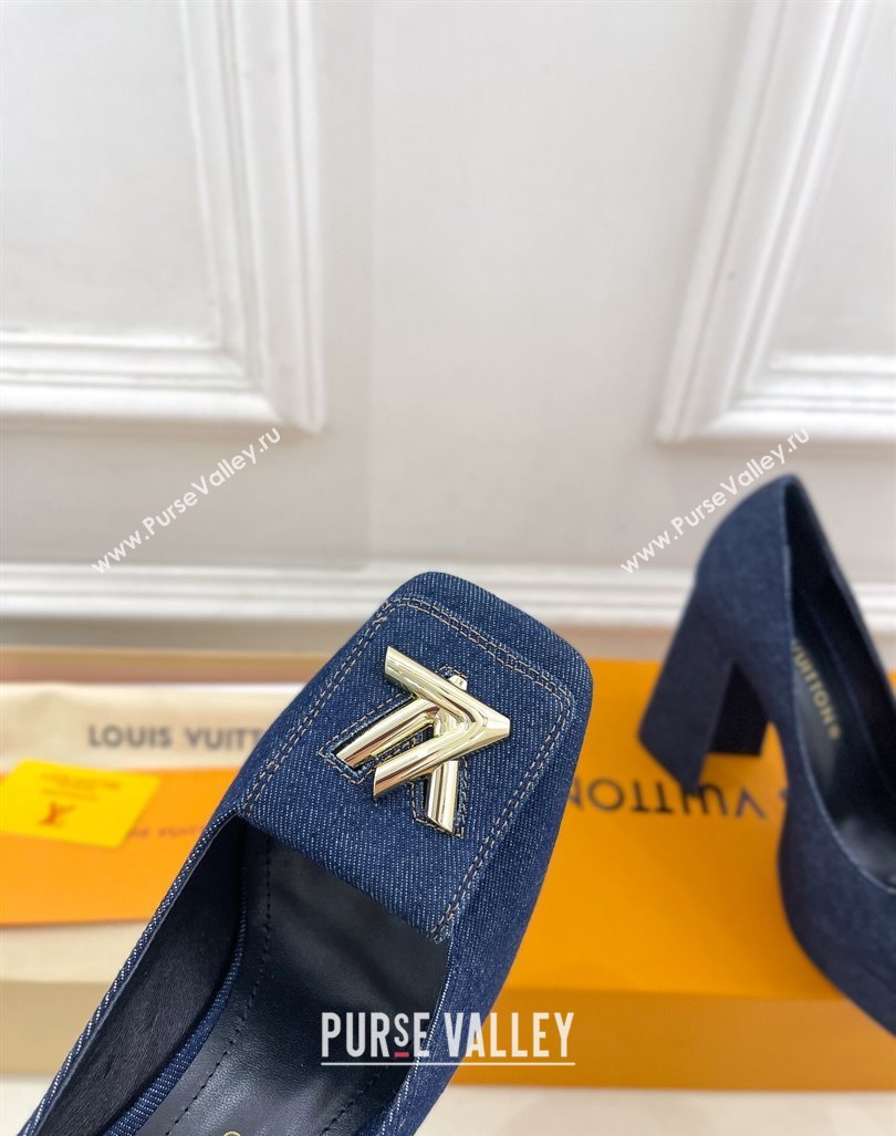 Louis Vuitton Shake Platform Pumps 12cm in Blue Denim 2024 1ABUK6 (MD-241015024)