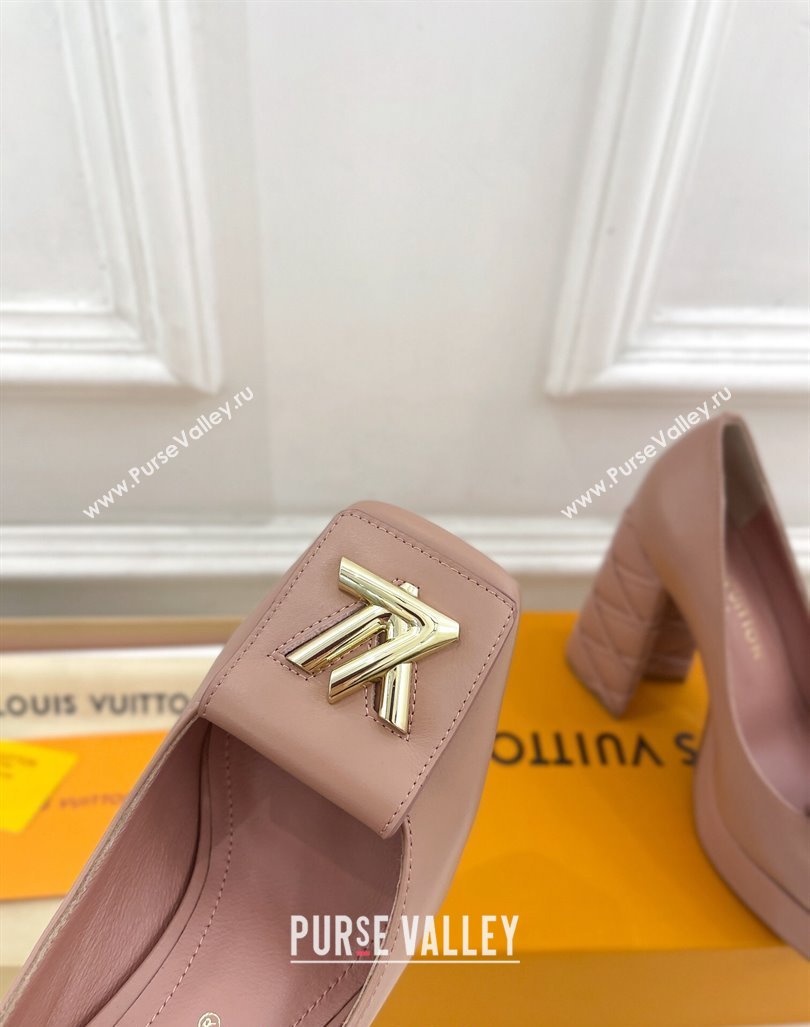 Louis Vuitton Shake Platform Pumps 12cm in Pink Leather with Quilted Heel 2024 1ABUK6 (MD-241015026)