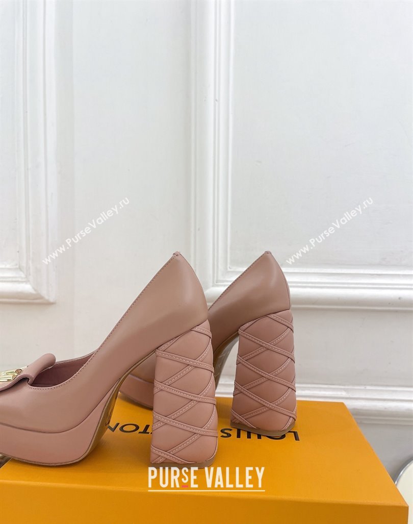 Louis Vuitton Shake Platform Pumps 12cm in Pink Leather with Quilted Heel 2024 1ABUK6 (MD-241015026)