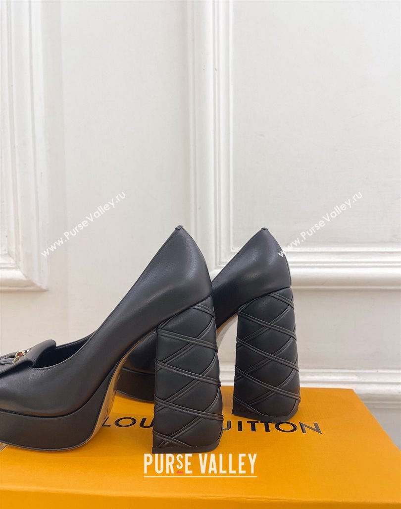 Louis Vuitton Shake Platform Pumps 12cm in Black Calf Leather with Quilted Heel 2024 1ABUK6 (MD-241015027)