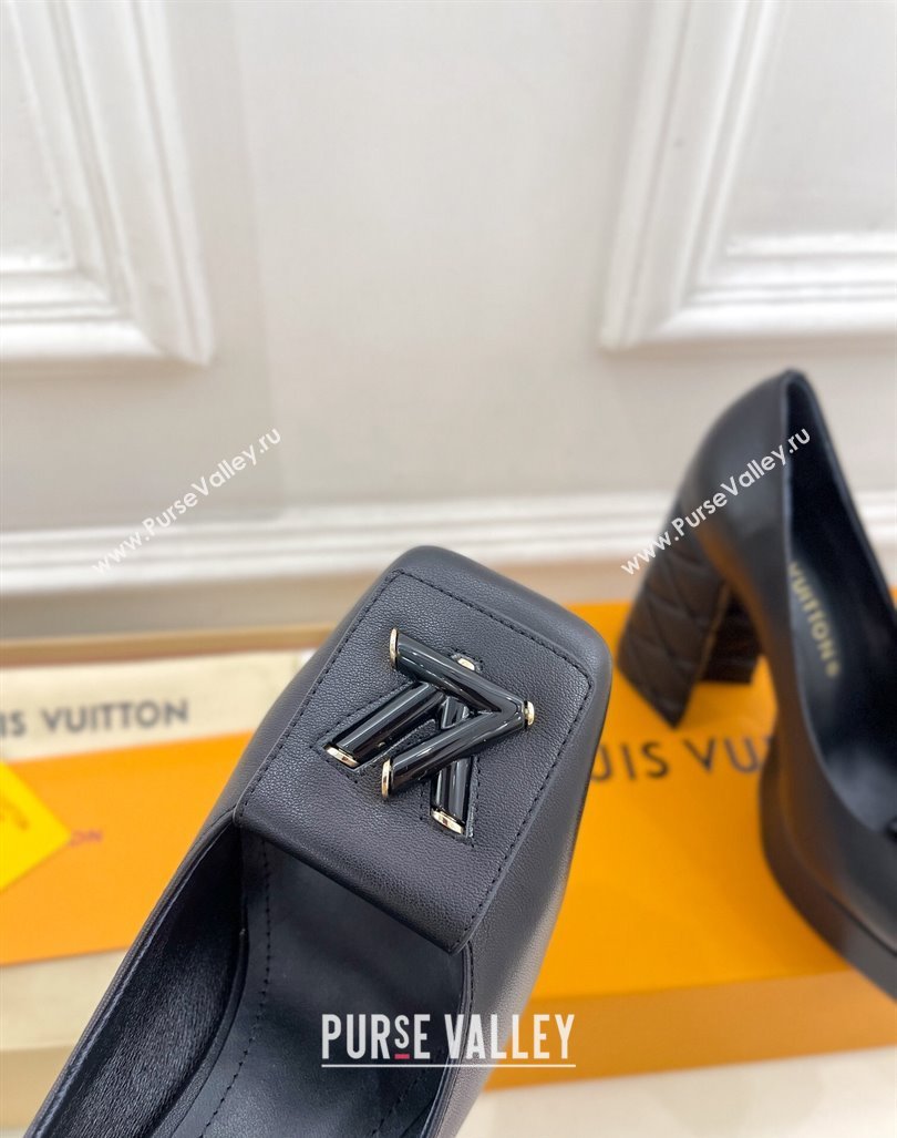 Louis Vuitton Shake Platform Pumps 12cm in Black Calf Leather with Quilted Heel 2024 1ABUK6 (MD-241015027)