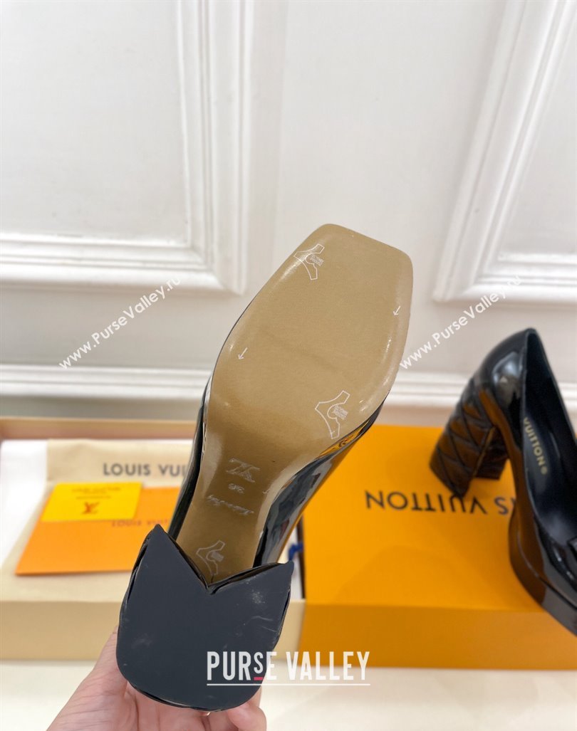 Louis Vuitton Shake Platform Pumps 12cm in Black Patent Leather with Quilted Heel 2024 1ABUK6 (MD-241015029)