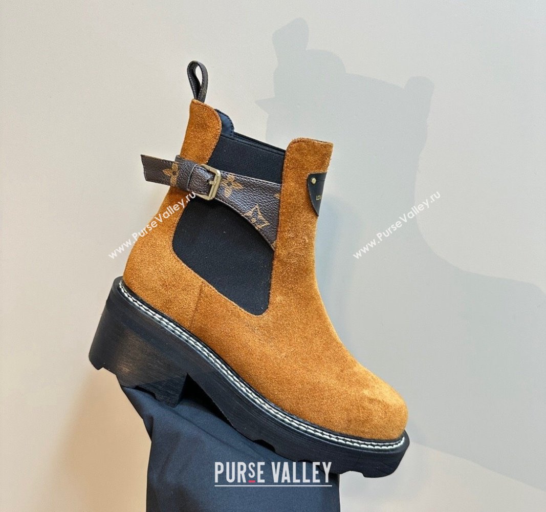 Louis Vuitton LV Beaubourg Ankle Boots 4cm in Suede with Buckle Yellow 2024 1ACKCF (MD-241015033)