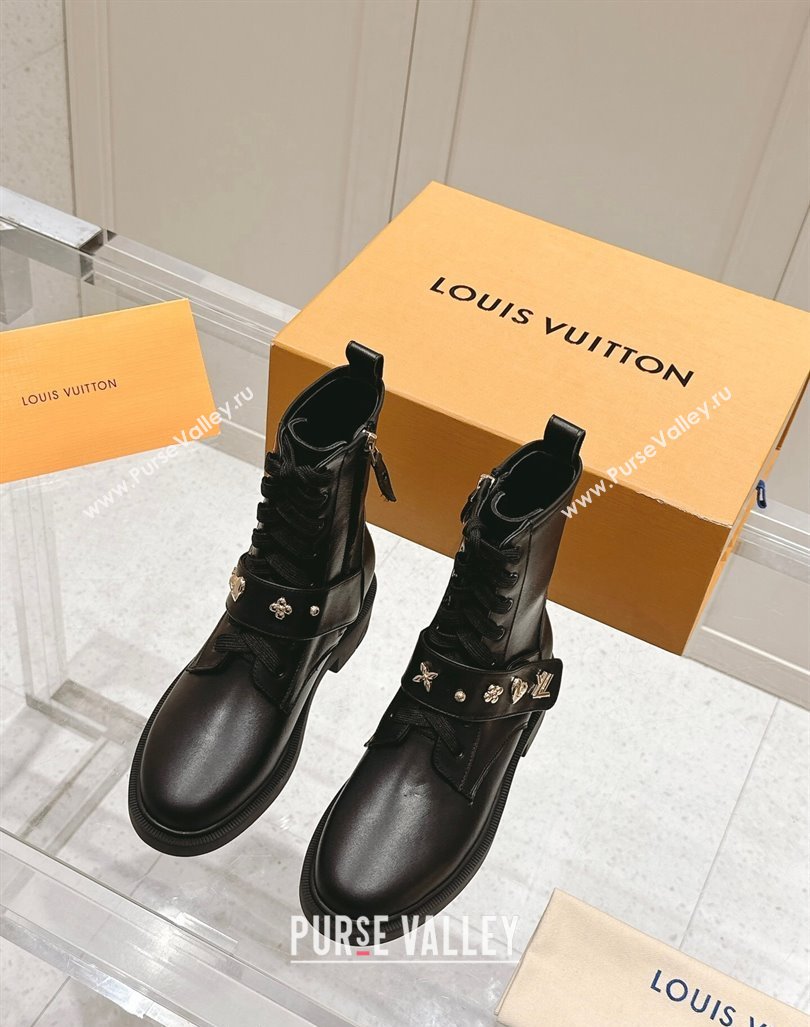 Louis Vuitton Citizen Flat Ranger Ankle Boots with Logo Strap in Black Calf Leather 2024 1ADAZT (MD-241015043)