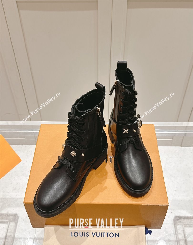 Louis Vuitton Citizen Flat Ranger Ankle Boots with Logo Strap in Black Calf Leather 2024 1ADAZT (MD-241015043)