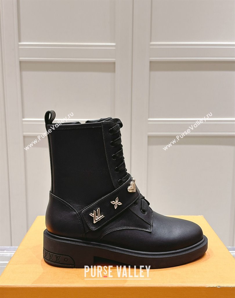 Louis Vuitton Citizen Flat Ranger Ankle Boots with Logo Strap in Black Calf Leather 2024 1ADAZT (MD-241015043)